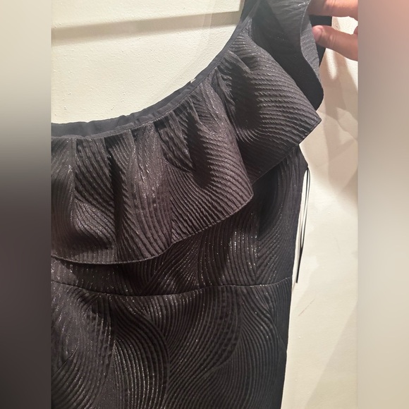 Halston Heritage Elegant Black One-Shoulder Dress size 8 party cocktail holiday - Picture 8 of 10